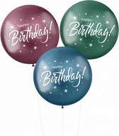 ballonnen Happy Birthday 48 cm rood/groen/blauw 3 stuks