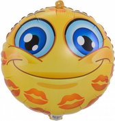 ballon Emoticon Kusjes 43 cm folie geel