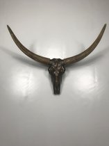Decoratief beeld wanddecoratie- Bull head /  Stierenkop – 68 x 34 x 45 cm – Bruin en hout