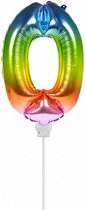 folieballon '0' regenboog junior 36 cm