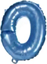 folieballon cijfer 0 junior 35 cm blauw