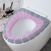 SUNMOOL Toiletbrilhoes - Elastische toiletbrilbekleding - Wasbaar - Roze Grijs - 1Stuk