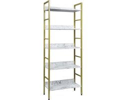 naqsh store Metalen houten plank opbergplank industrieel,boekenplank Staande plank 60x27,5x160cm,Goud 0018ZWJ