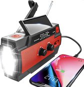 Cb-Goods® Noodradio - Opwindbare radio - Noodradio dynamo solar - Noodradio opwindbaar - Noodradio zaklamp/Powerbank - Survival radio - Rood