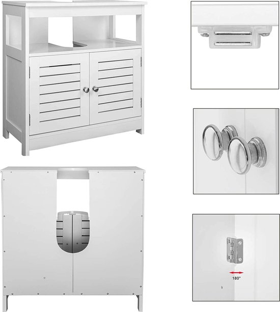 ML-Design wastafelonderkast wit, 60x60,8x33 cm, gemaakt van MDF - ML-Design