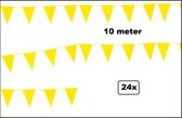 24x Vlaggenlijn geel 10 meter - vlaglijn festival thema feest verjaardag carnaval vlaggetje kleur
