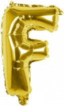 folieballon letter F 36 cm goud
