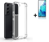 Hoesje Geschikt voor Samsung Galaxy S22 - Screenprotector S22 - Samsung S22 Hoes Transparant Shock Proof Case + Screenprotector