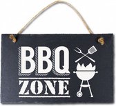 hangdecoratie BBQ 15 x 25 cm leisteen grijs