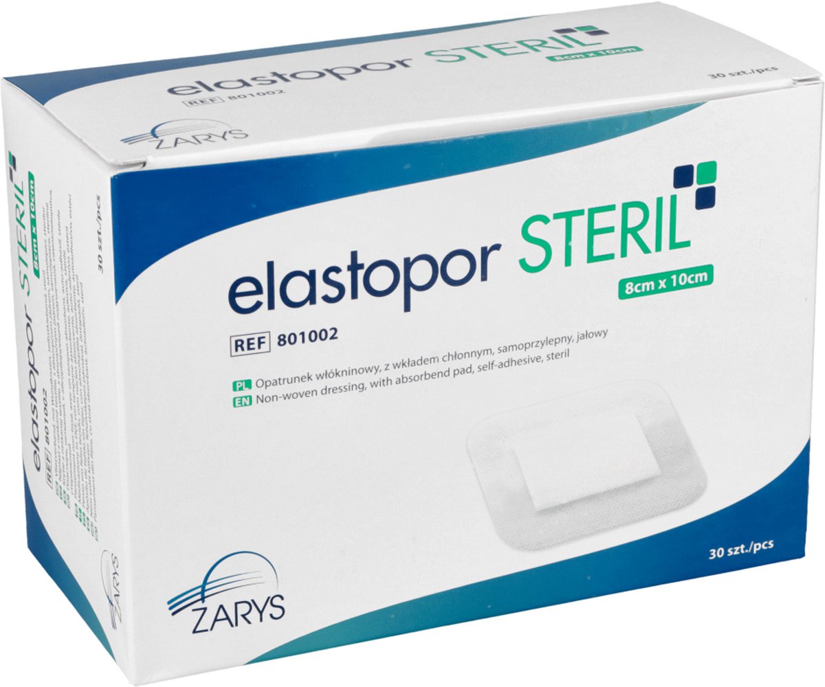 Eilandpleisters - Wondpleisters - Eilandpleisters 8 x 10cm - Elastopor STERIL - Wondpleisters - Wondgenezing Pleisters - Rechthoekige pleister - 30 stuks