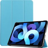 Hoes Geschikt voor iPad Air 2022 Hoes Book Case Hoesje Luxe Trifold Cover - Hoesje Geschikt voor iPad Air 5 2022 Hoesje Bookcase - Lichtblauw