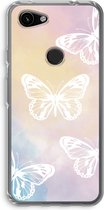 Case Company® - Google Pixel 3a hoesje - White butterfly - Soft Cover Telefoonhoesje - Bescherming aan alle Kanten en Schermrand