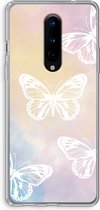 Case Company® - OnePlus 8 hoesje - White butterfly - Soft Cover Telefoonhoesje - Bescherming aan alle Kanten en Schermrand