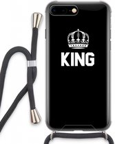 Case Company® - iPhone 7 PLUS hoesje met Koord - King zwart - Telefoonhoesje met Zwart Koord - Extra Bescherming aan alle Kanten en Over de Schermrand