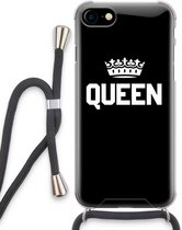 Case Company® - iPhone SE 2020 hoesje met Koord - Queen zwart - Telefoonhoesje met Zwart Koord - Extra Bescherming aan alle Kanten en Over de Schermrand