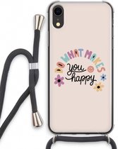 Case Company® - iPhone XR hoesje met Koord - Happy days - Telefoonhoesje met Zwart Koord - Extra Bescherming aan alle Kanten en Over de Schermrand