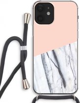 Case Company® - iPhone 12 hoesje met Koord - A touch of peach - Telefoonhoesje met Zwart Koord - Extra Bescherming aan alle Kanten en Over de Schermrand