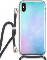 Case Company® - iPhone XS hoesje met Koord - Mist pastel - Telefoonhoesje met Zwart Koord - Extra Bescherming aan alle Kanten en Over de Schermrand