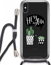 Case Company® - iPhone XS Max hoesje met Koord - Hey you cactus - Telefoonhoesje met Zwart Koord - Extra Bescherming aan alle Kanten en Over de Schermrand