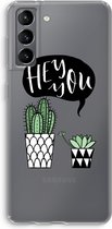 Case Company® - Samsung Galaxy S21 hoesje - Hey you cactus - Soft Cover Telefoonhoesje - Bescherming aan alle Kanten en Schermrand