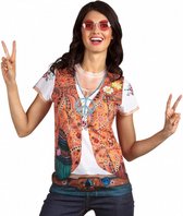 shirt Hippie dames polyester oranje maat S