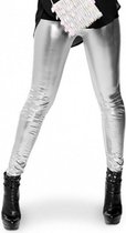 verkleedkleding Metallic Legging dames PE zilver mt S/M