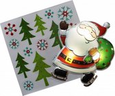 sticker met lampje kerstman 29 x 23 cm PVC/folie rood