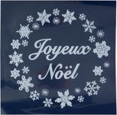 raamsticker Joyeux Noel 29,5 x 30 cm wit/donkerblauw