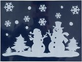 raamsticker sneeuwpoppen 29,5 x 40 cm wit/donkerblauw