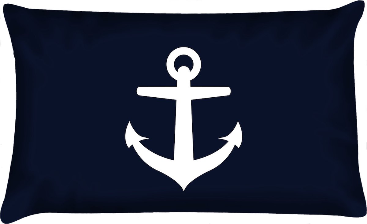 Velits outdoor Sierkussen - Buitenkussen Hollands Glorie Waterafstotend Bootkussen Anker - Multicolor - 60 Cm X 40 Cm blauw