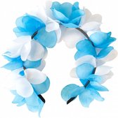 tiara bloemen dames blauw/wit one-size