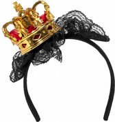 diadeem Queen dames polyester zwart/goud one-size