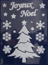 raamsticker Joyeux Noel boom 40 x 29,5 cm wit 16-delig