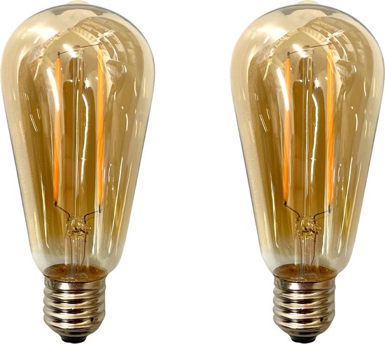 Ampoule Led E27 - Edison - 2W (20W) - Or - Vintage - Lampe à filament de  carbone -... | bol