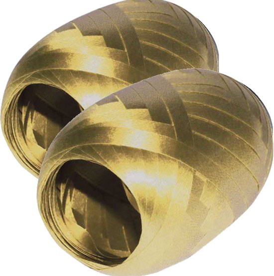 2x Inpaklint Krullint Decoratielint Cadeaulint Sierlint - Goud - 20m x 5mm - Gratis Verzonden