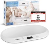 GRUNDIG Babyweegschaal, digitale kinderweegschaal tot 20 kg, digitale led-display, gewichtscontrole vanaf de geboorte, lcd-display, tarra-functie, hoge afleesnauwkeurigheid, automatische uitschakeling (wit)
