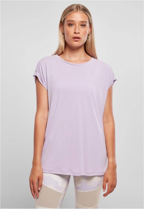 Urban Classics Dames Tshirt -M- Modal Extended Shoulder Paars