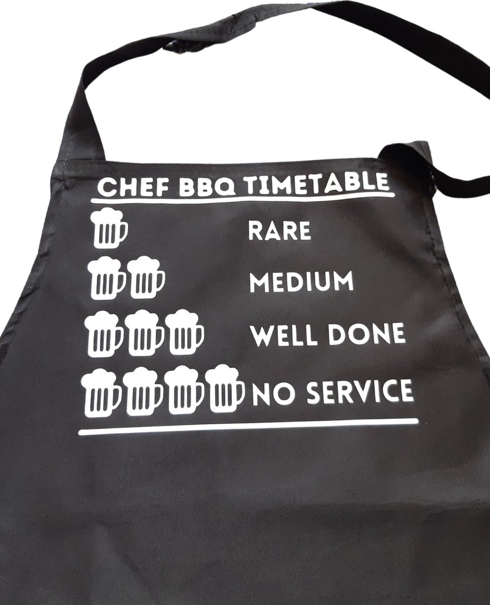 TWOA-Zwart cadeau keukenschort BBQ - Chef BBQ - Bier - Lengte circa 70 cm