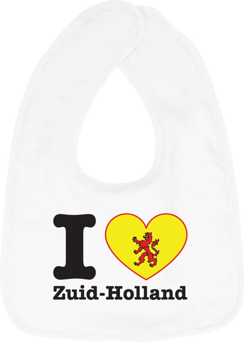 Goedkoopste Hospitrix Baby Slabbetje met Tekst I Love Zuid Holland | 0-3 maanden | Wit | Cadeau voor Zwangerschap | Provincies Nederland | Zuid Holland