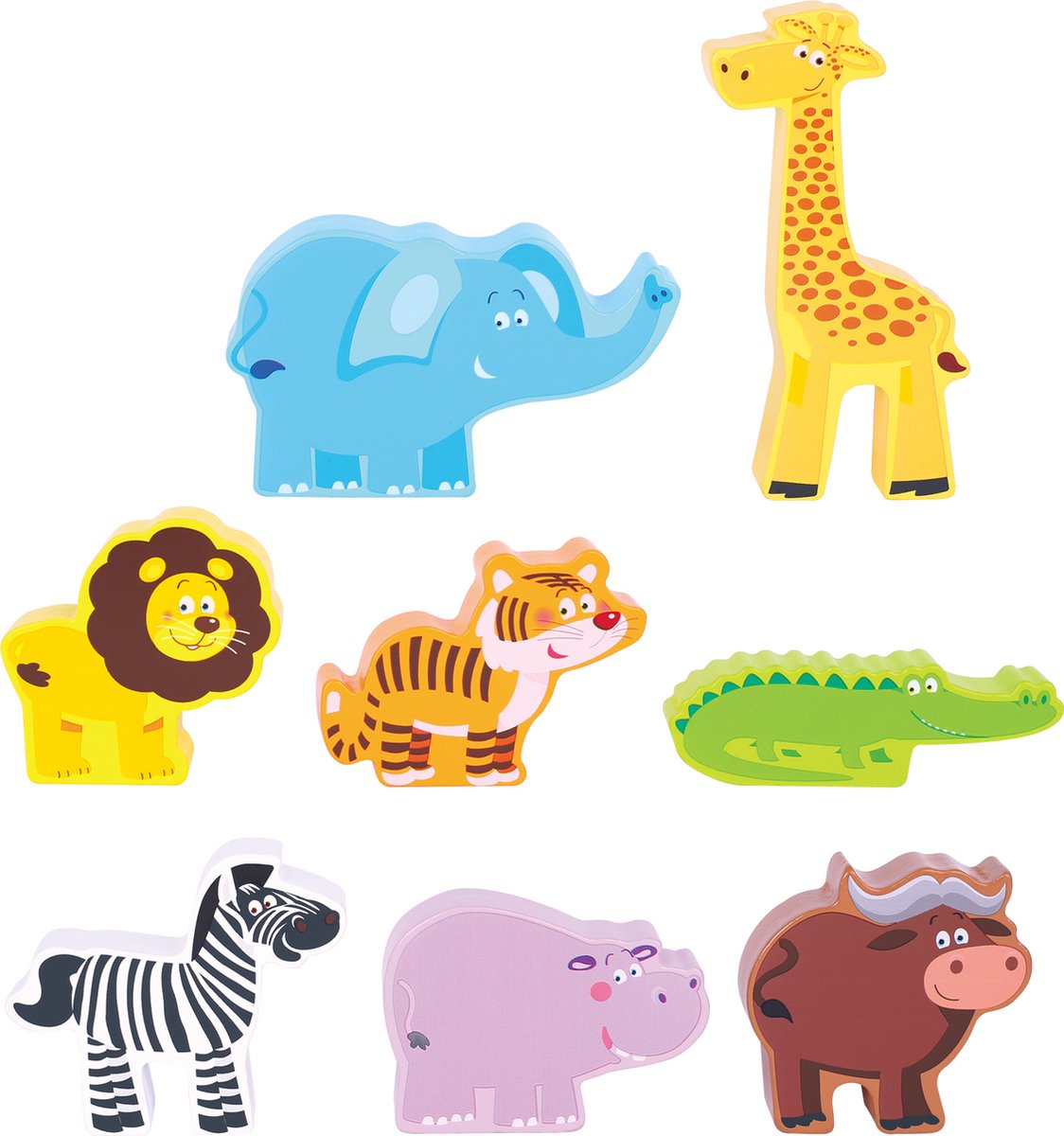Figurines en bois Animaux Safari - NEW CLASSIC TOYS - Set de 9