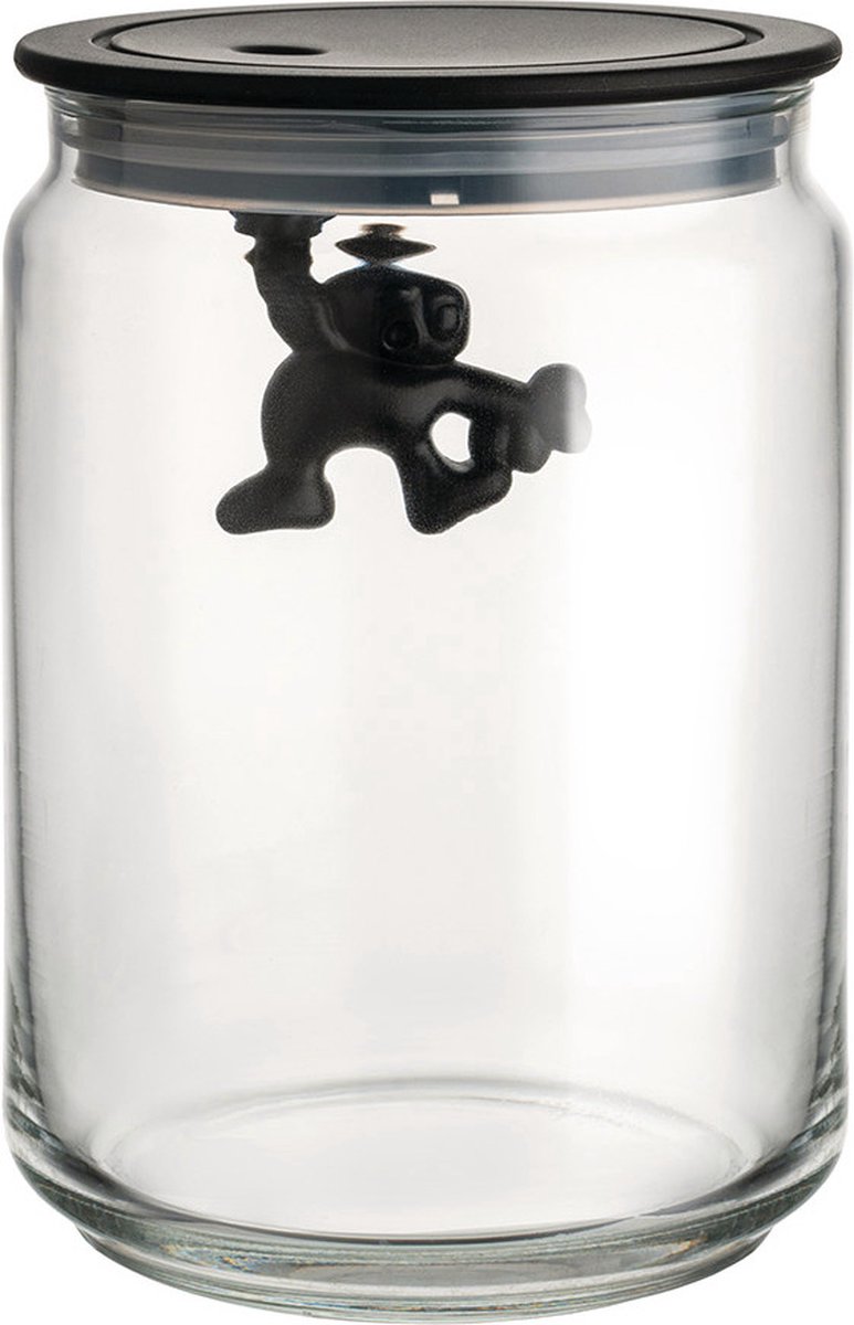 Alessi Gianni - Glazen pot met deksel 15 cm - Zwart