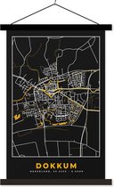 Porte-affiche avec affiche - Affiche scolaire - Dokkum - Plan de la ville - Carte - Carte - Carte - 40x60 cm - Lattes noires