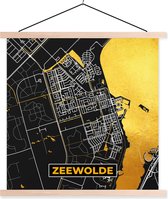 Posterhanger incl. Poster 40x40 cm - Schoolplaat - Zeewolde - Black and Gold - Stadskaart - Plattegrond - Kaart - Textielposter - Blanke latten - Plattegrond