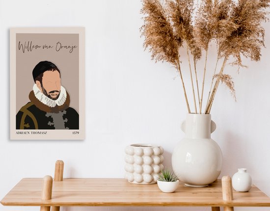 Toile - Maîtres anciens sur toile - Vintage - Ancien - Willem van Oranje - Rose - Portrait - Âge d'or - Décoration - Décoration murale - 20x30 cm