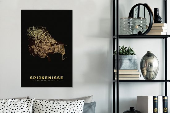 Peinture sur toile Carte - Carte - Plan de la ville - Spijkenisse - 60x90 cm - Décoration murale