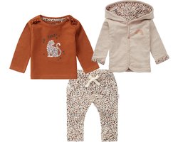 Noppies - Kledingset - 3delig - Vest Smethwick Panterprint - Broek Sevenoaks Taupe - Shirt Strood bruin - Maat 56 Noppies - Kledingset - 3delig - Vest Smethwick Panterprint - Broek Sevenoaks Taupe - Shirt Strood bruin - Maat 56