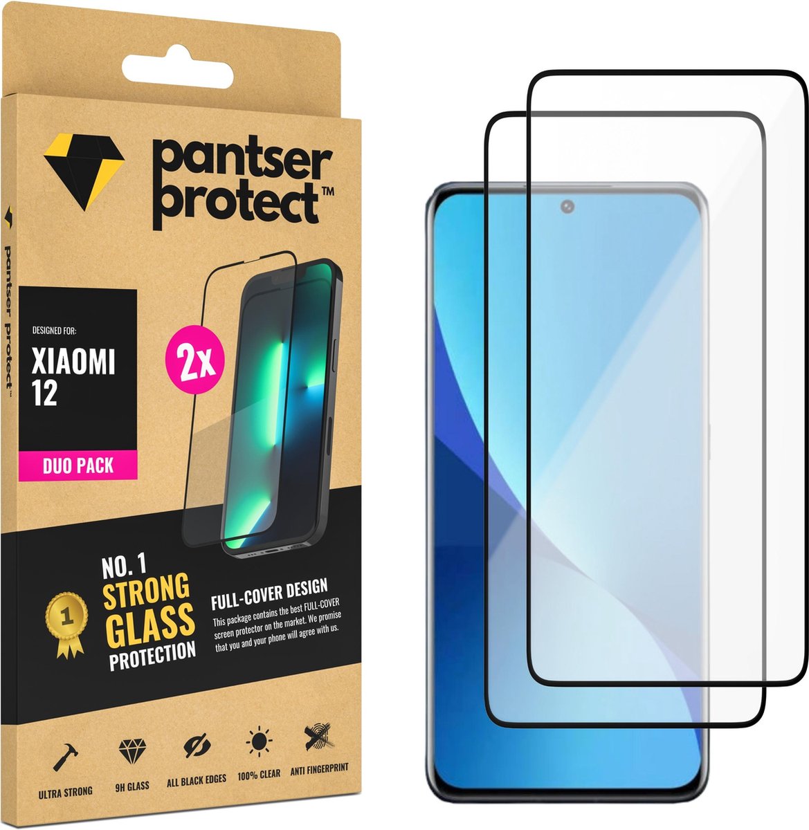 DUO-PACK - 2x Pantser Protect™ Glass Screenprotector Geschikt voor Xiaomi Mi 12 - Case Friendly - Premium Curved Pantserglas - Glazen Screen Protector