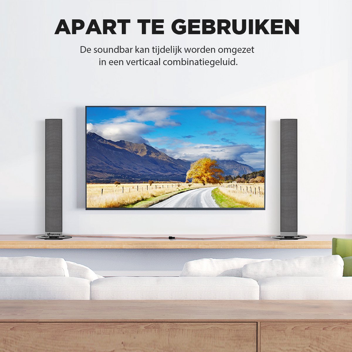 UpLiving 80W Soundbar met Bluetooth 5.3 – 2-in-1 Split Design – 360° Surround Sound – HDMI/Optisch/AUX/USB – Home Cinema Soundbar voor TV, Gaming & Muziek thumbnail 8
