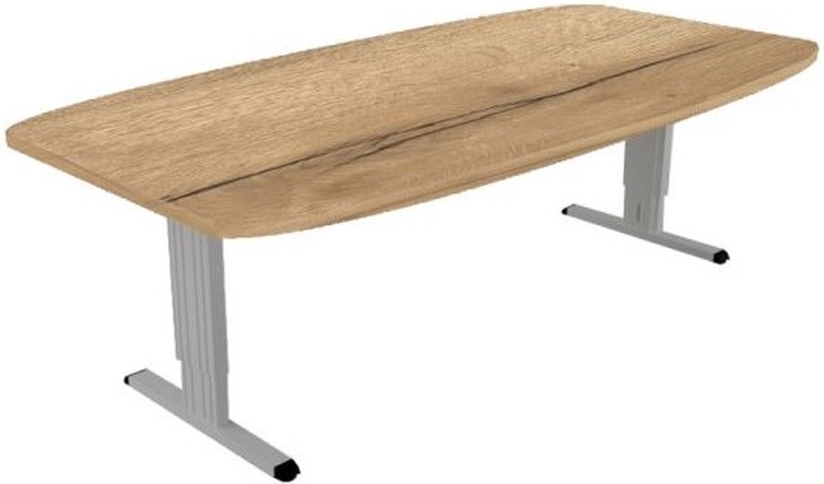 Offeco Bureau Bolton plus - Bureau - Bureautafel - Vergadertafel - Gaming bureau - Game bureau - Computertafel - Desk - Bureau Aluminium - Verstelbaar bureau - Gaming Desk - Bureau tafel - Bureau verstelbaar –  Natuur eiken -240x120cm