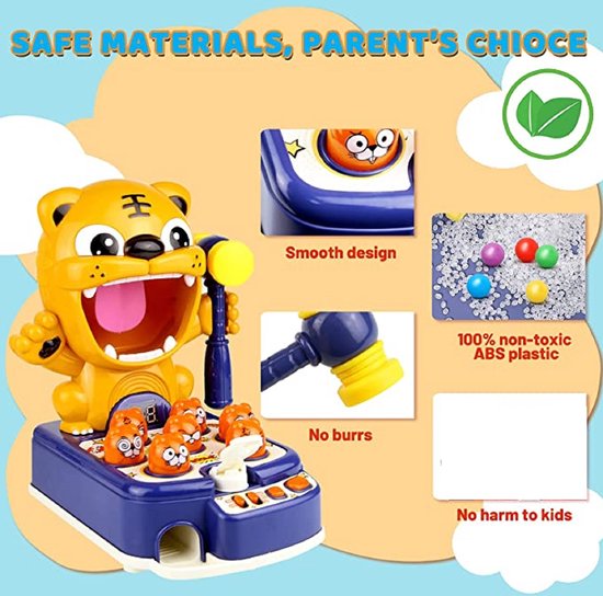 Thumbnail van een extra afbeelding van het spel Mole Game Hamerbeukend Speelgoed-Blauw-Peuters-Kinderen-Jongens/Interactief speelgoed Ontwikkelingseducatie
